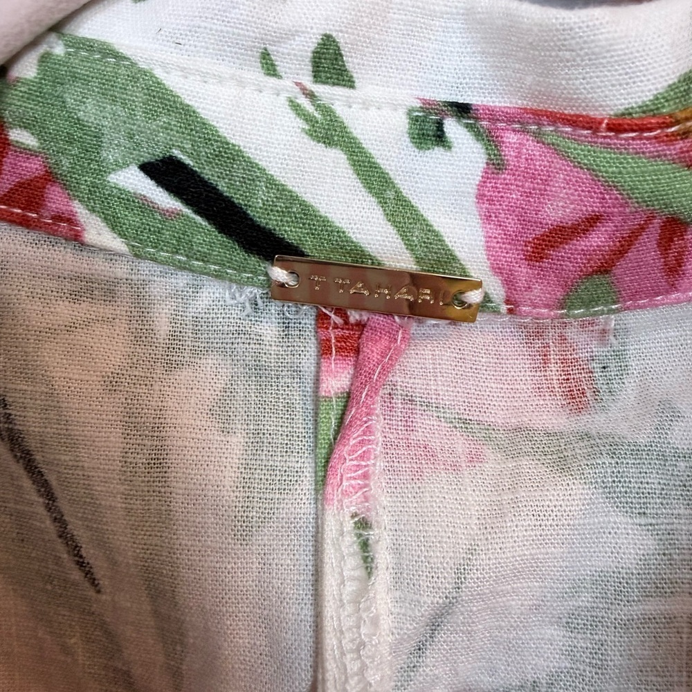 NWT T Tahari Floral Sleeveless Linen Blend A-Line Dress - Size 10 - Picture 4 of 9